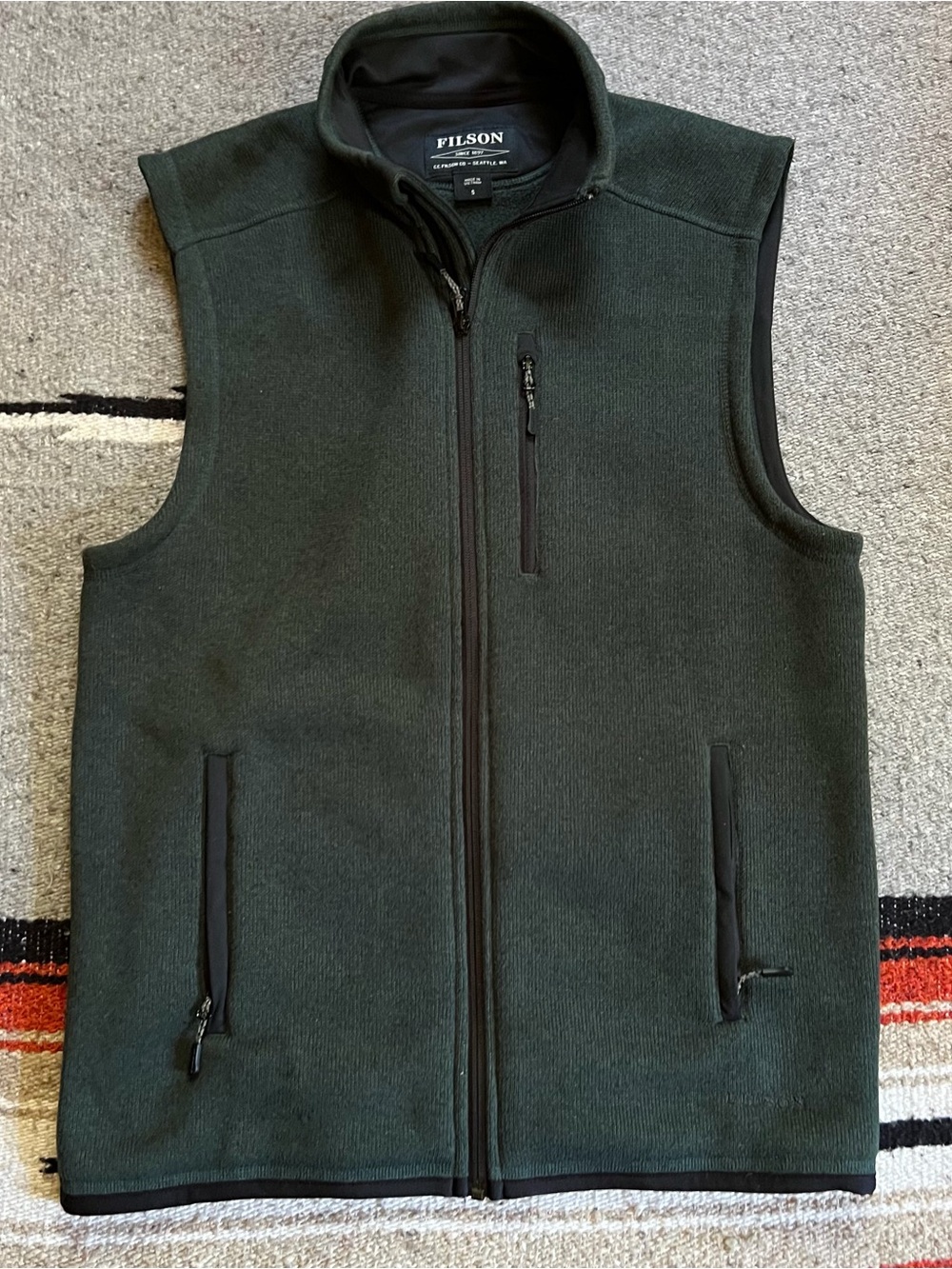Filson Men's Forest Green Full-Zip Fleece Vest